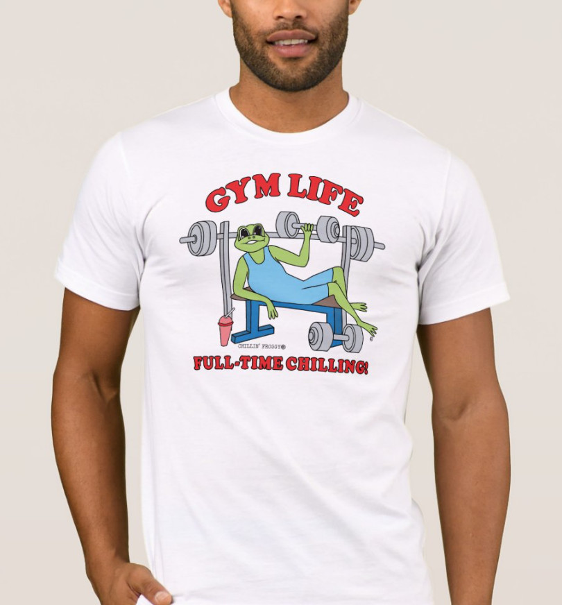 Gym Life by Chillin’ Froggy Workout Exercise Vintage Muscle Logo T-Shirt NEW