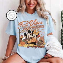 Disney Mickey And Minnie Fall Vibes on Main Street Unisex Adult Kid Tee 660764