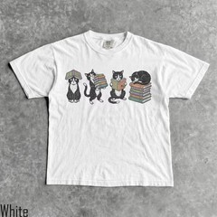 Cats Books Comfort Tee Men Women Unisex