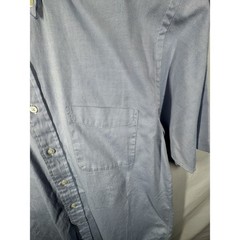 Stafford Mens Dress Shirt 17 Blue Short Sleeve Wrinkle Free Broadcloth Work