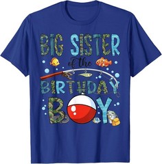 Big Sister of The Birthday Boy Bass Fishing Family Matching T-Shirt