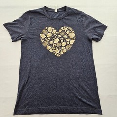 Seashell Heart Blue Short Sleeve Cotton Blend T-Shirt Adult M