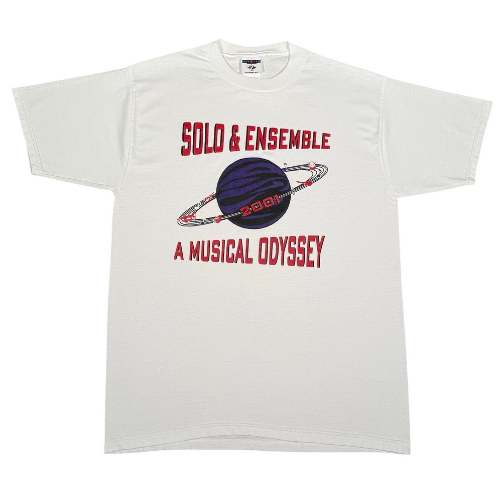 Vintage 2001 Solo & Ensemble Musical Odyssey T Shirt White Band Large