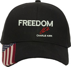 Freedom Charlie Kirk Signature Embroidered OFM Hat with US Flag on bill