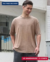 Men’s Cotton T-Shirts Oversized Unisex Short Sleeves Casual Loose Wash Solid Bas