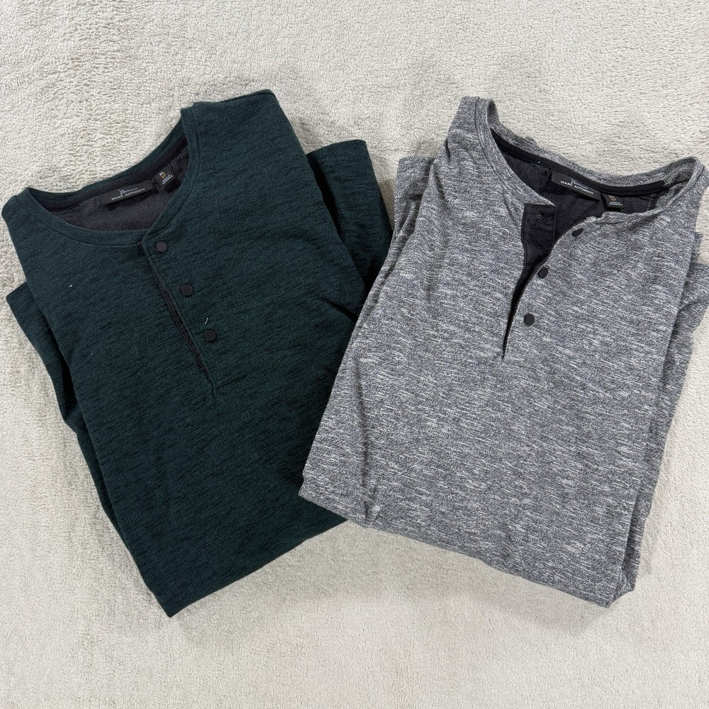 Marc Anthony Mens Size XL Slim Fit Long Sleeve Henley Shirt Pack Of 2 Snap