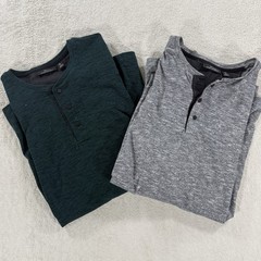 Marc Anthony Mens Size XL Slim Fit Long Sleeve Henley Shirt Pack Of 2 Snap