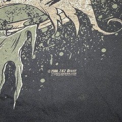 Y2K 2000s 1.0z Designs Black Cotton T-Shirt with Skulls, Men’s Size 2XL