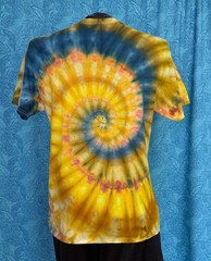 NEW Spiral Ice Tie Dye T-Shirt, Unisex L SS Crew, Blue & Gold