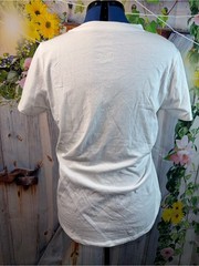 783-Mighty Fine White Tee with Red & Blue Floral Flag Graphic