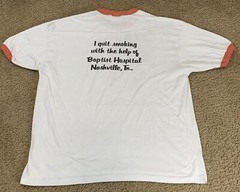 Hanes SMOKE BUSTERS Adult XL Short Sleeve Ringer Graphic T VTG 80s Poly Cotton