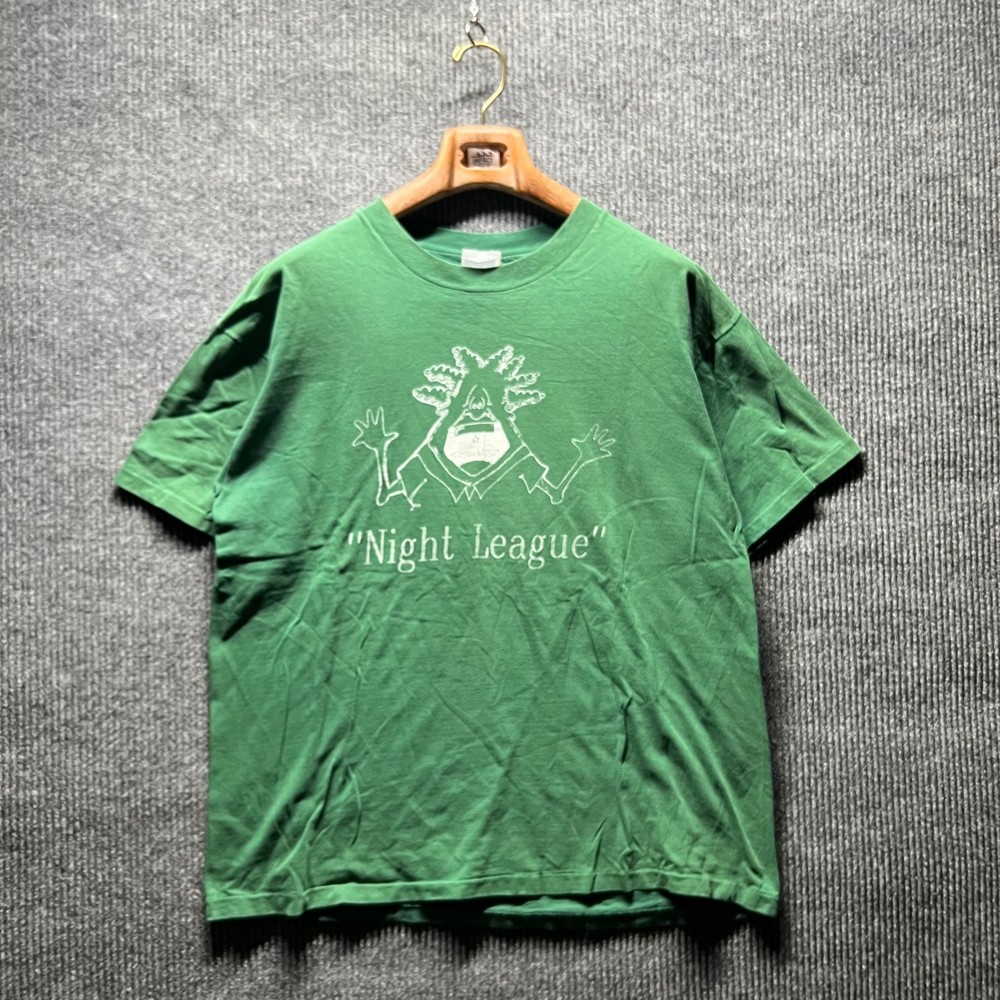 Hanes Night League T Shirt Mens XL Green Vintage 90 Basketball Single Stitch USA