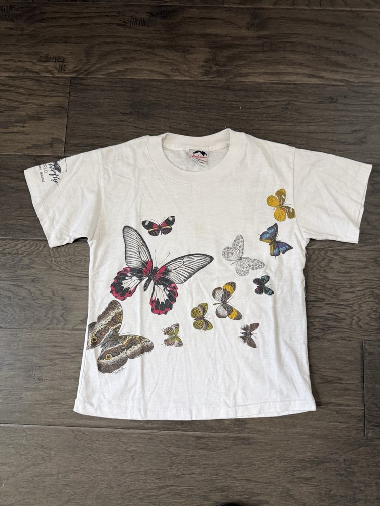 Vintage Harlequin T Shirt 1988 by Teena Houck butterfly monarch M Vtg 1980s #18