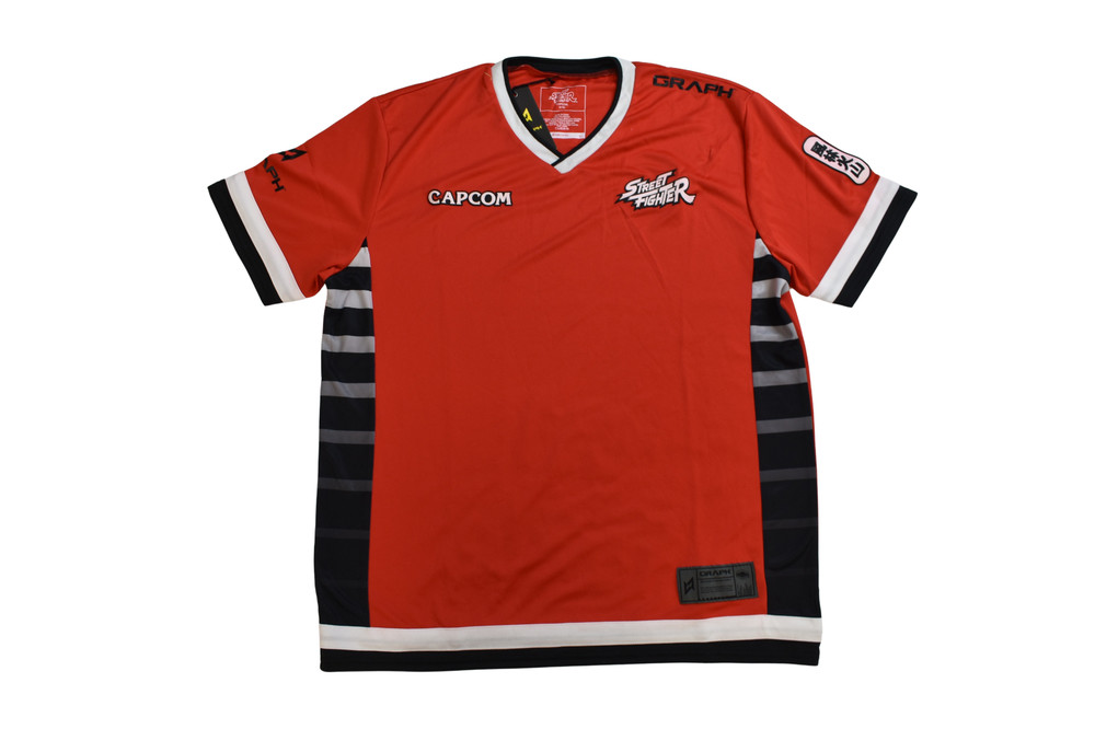 Graph Mens Capcom Street Fighter Gamer Red Sport Jersey NWT S, M, XL