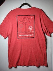TravisMathew Men’s T-Shirt Size L Red Heather Palm Tree Graphic Tee