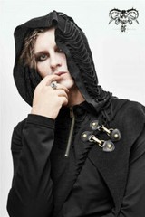 Personality Men’s Gothic Hooded Casual T-shirt Irregular Stitching Slim Fit Tops
