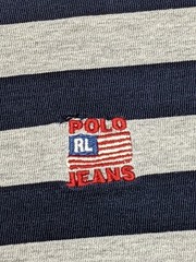 Polo Jeans Ralph Lauren Striped Long Sleeve Shirt Pullover Medium Blue Gray READ