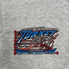 Vintage Midget Grand Prix Shirt Mens Large Gray Turkey Night Speedway Racing 98