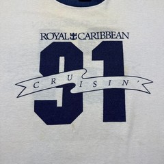 Vintage 1991 Royal Caribbean #91 Cruise Ship Souvenir Ringer T-Shirt Men’s Large