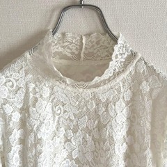 White lace design top, floral pattern, sheer sleees, spring clothing