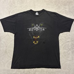 Vintage EF-18 Super Hornet Fighter Jet Wolf – T Shirt XXL Faded Boxy Double Side