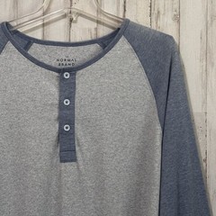 The Normal Brand Mens Shirt XL Gray Blue Henley Active Puresemo Retro Casual Tee