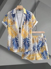 Men Summer Outfit 2-Piece Set Short Sleeve T-Shirt and Shorts Sweatsuit Set
