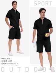 Mens Sweat Suits Set Tracksuit 2 Piece Outfits Short Sleeve Casual Sweatshirt…