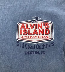 U.S. Vintage Alvins Island Surf Co Gulf Coast Outfitter Blue Destin Fl Tee-Shirt