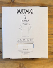Buffalo David Bitton Men White Crew Neck T-Shirt 100% Cotton ( 1-Item)