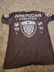 Two American Fighter Mens Large Blue And Brown Training T Shirt MMA Gym Workout