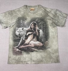Vintage 2004 The Mountain Wild Wings Wolf Woman Graphic Tee Men’s L