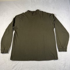 Pierre Cardin Mock Neck Shirt Mens L Olive Green Long Sleeve Sustainable Cotton