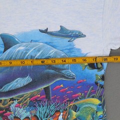Vintage 90s Habitat Wrap Around Nature Fish Sea Ocean T Shirt M All Over Print