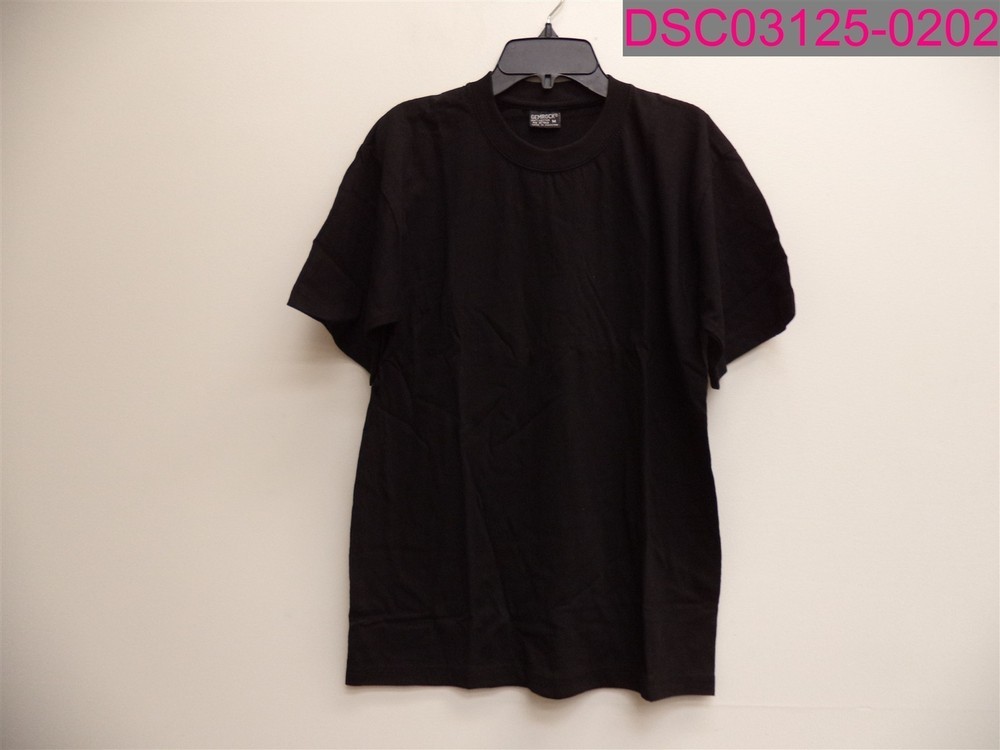 GEMROCK Men 100% Cotton Crew Neck T Shirt Solid Black Short Sleeve Tee Medium