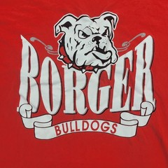 Dodger VTG Shirt Mens XL Red Borger Bulldogs Graphic USA Short Sleeve