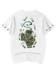 Niepce Japanese Streetwear Embroidery T-shirt Emerald Kirin Graphic Tee for Men