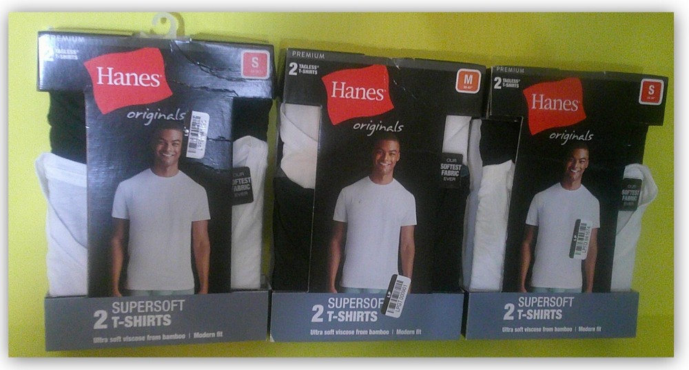 Hanes SUPER SOFT T-Shirt 1 black 1 White Ultra Soft Viscose from Bamboo Modern