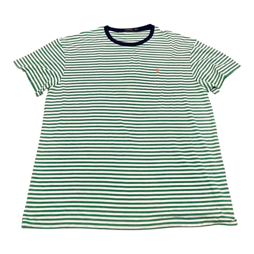 Polo Ralph Lauren T-Shirt Men’s 2XB Striped Short Sleeve Green White Pony NWT