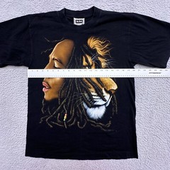 Vtg The Roxx 90s Mens L Black Graphic T Shirt Single Stitch Bob Marley Lion Zion