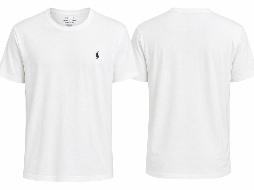 Polo Ralph Lauren Mens Custom Fit Crew Neck Short Sleeve T Shirt in White 2XB