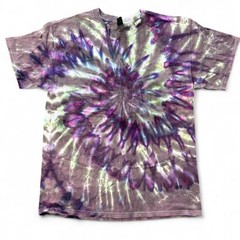 Gildan Heavy Cotton Tie-Dye T-Shirt Size L Purple Green Spiral