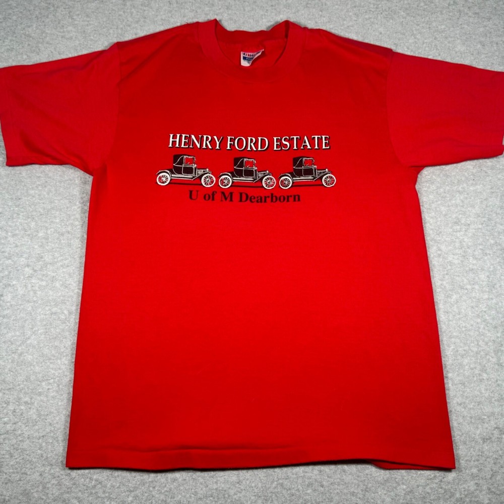 Vintage Ford Shirt Adult Medium Red Single Stitch Dearborn Estate Mens 80s