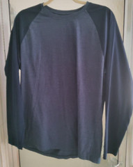 ALFANI MENS EASY CARE COLORBLOCK T-SHIRT-LARGE-BLUES-CREW NECK-LONG SLEEVES-*NEW