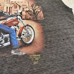 Vintage 1990 Harley Davidson 3D Emblem Cut Off Tee Shirt Large Peru Illinois
