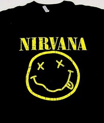 NIRVANA Smiley Face Tour T-shirt Kurt Cobain Rock Tee Men’s Black New