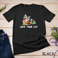 Cute Colorful Geometric Cat for kitten lovers art Kitty cats Unisex T-shirt