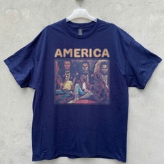 America Classic Rock Band Graphic T Shirt Navy S-5XL