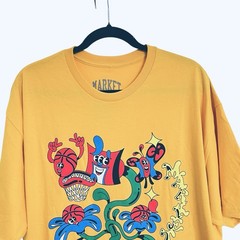 Market Studios XL Unisex T-Shirt Tend The Market Graphic Tee Yellow Multi New