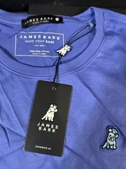 NEW James Bark Men Size L Pima Cotton Crew Neck Jersey T-Shirt Blue Luxury Basic